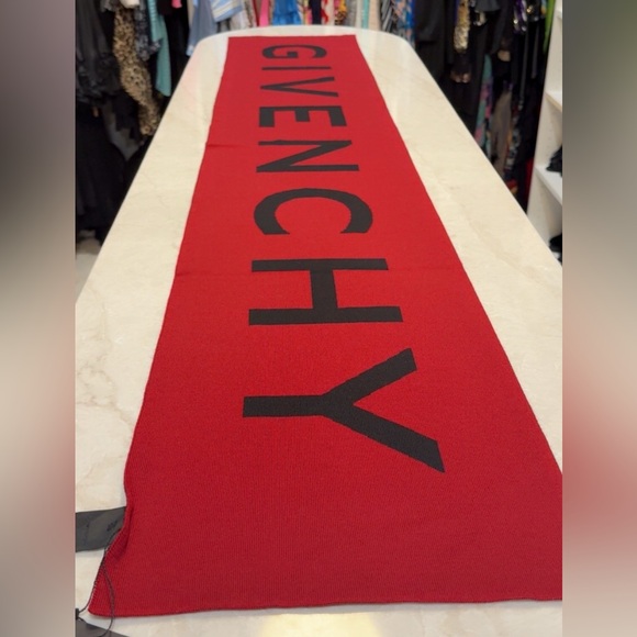 Givenchy Accessories - SOLD Givenchy gorgeous Intarsia Logo two color  way 100% Wool Scarf